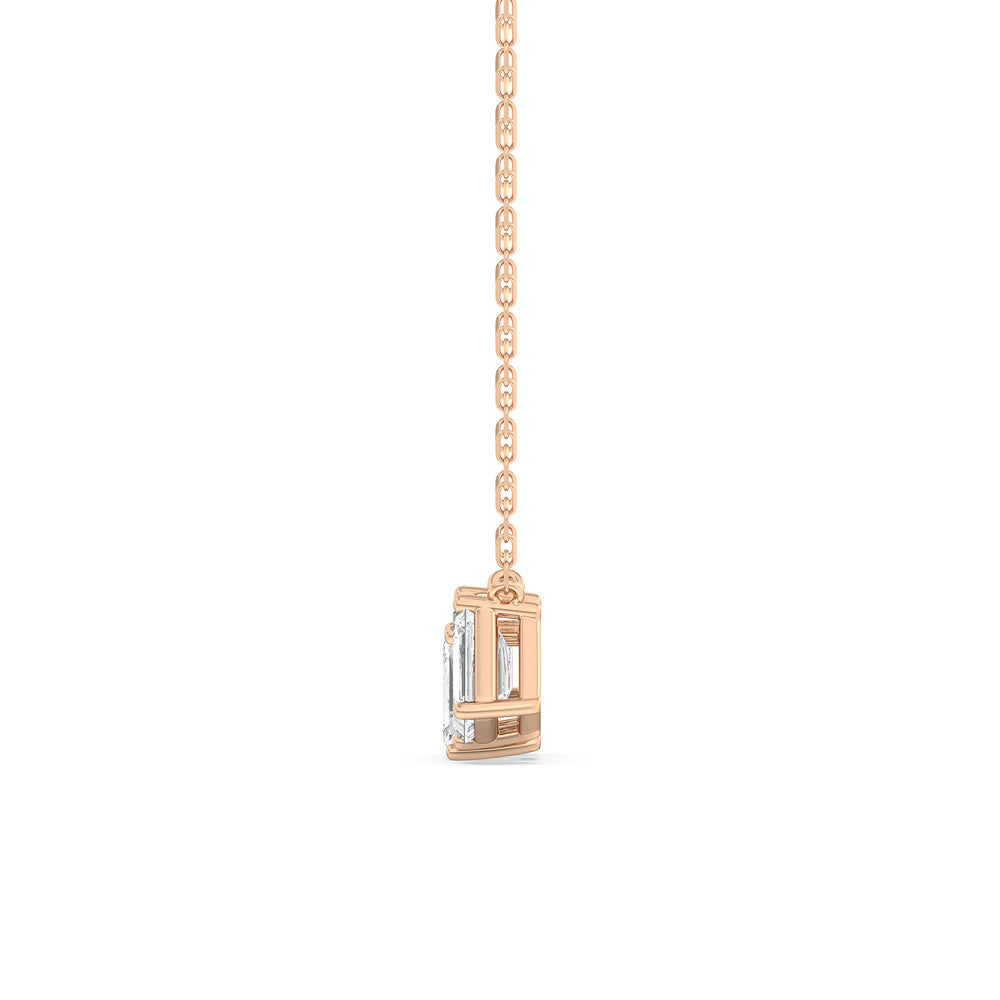 Trio Emerald Cluster Necklace with 14KT Rose Gold / Lab / 2 1/4 Cut Diamond in 14KT Rose Gold / Lab / 2 1/4 view 5
