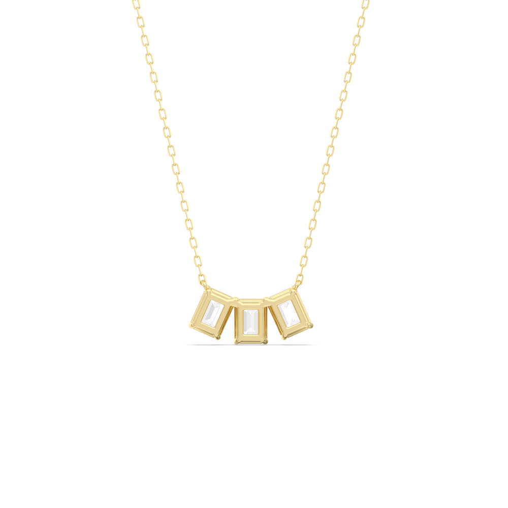 Trio Emerald Cluster Necklace with 14KT Yellow Gold / Lab / 2 1/4 Cut Diamond in 14KT Yellow Gold / Lab / 2 1/4 view 6
