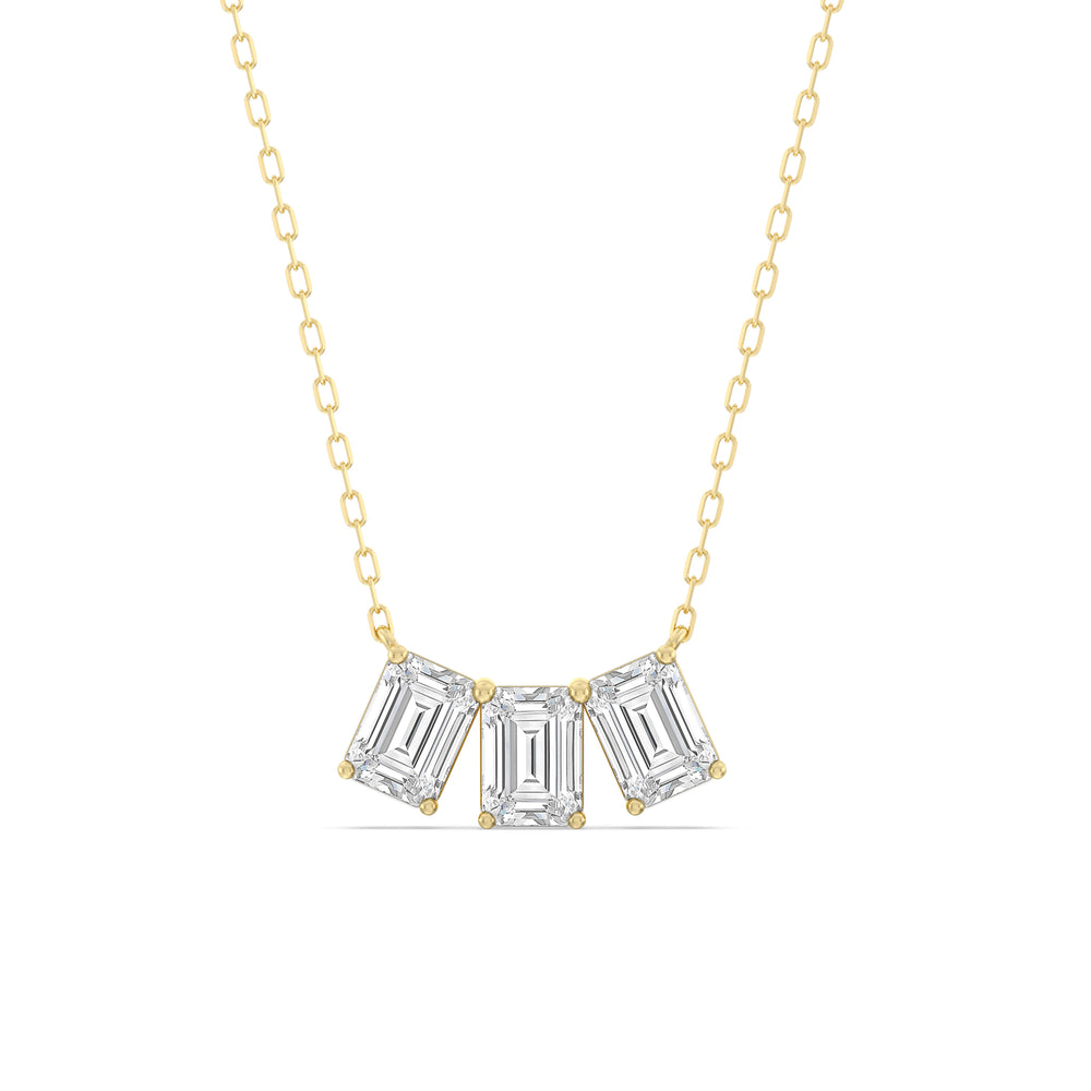 Trio Emerald Cluster Necklace with 14KT Yellow Gold / Lab / 2 1/4 Cut Diamond in 14KT Yellow Gold / Lab / 2 1/4 view 1
