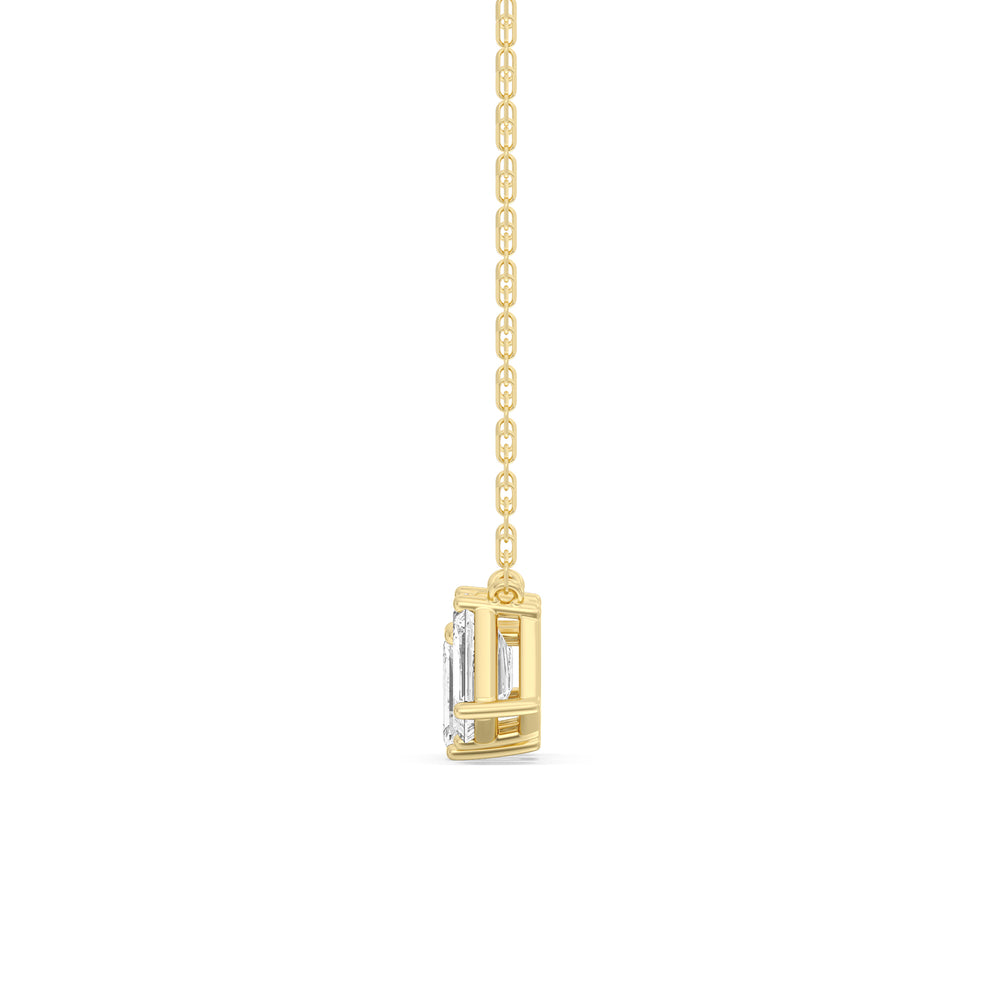 Trio Emerald Cluster Necklace with 14KT Yellow Gold / Lab / 2 1/4 Cut Diamond in 14KT Yellow Gold / Lab / 2 1/4 view 5
