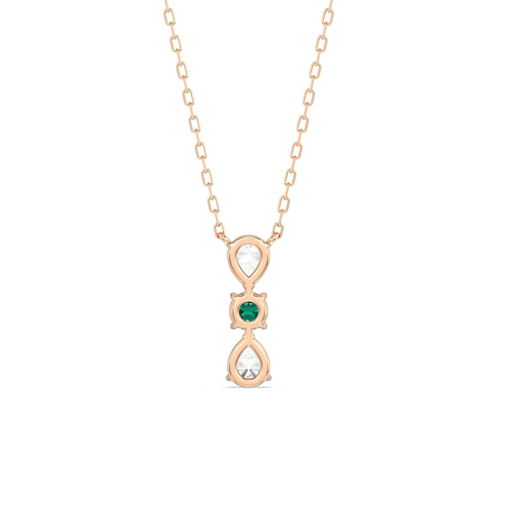 Emerald And Diamond Shimmering Cascade NecklaceTest Drashya with 14KT Rose Gold Cut Diamond in 14KT Rose Gold view 4

