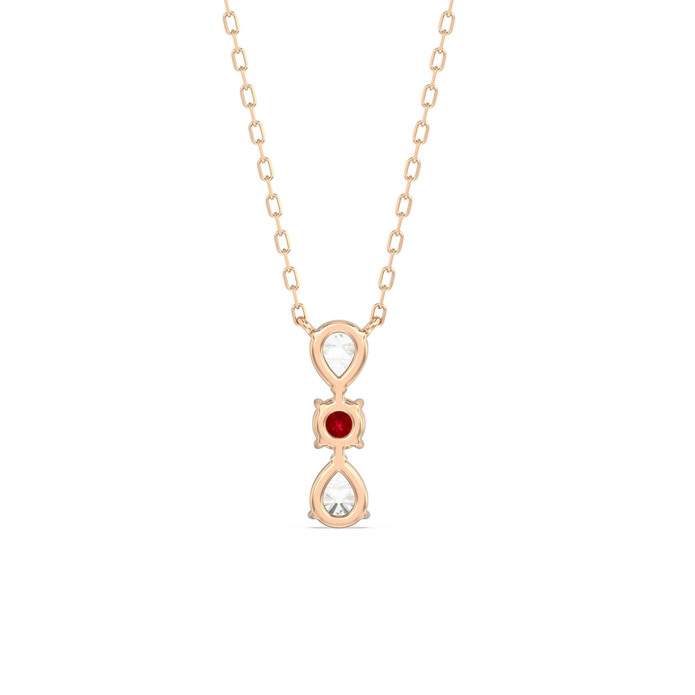 Ruby And Diamond Shimmering Cascade NecklaceTest Drashya with 14KT Rose Gold Cut Diamond in 14KT Rose Gold view 4
