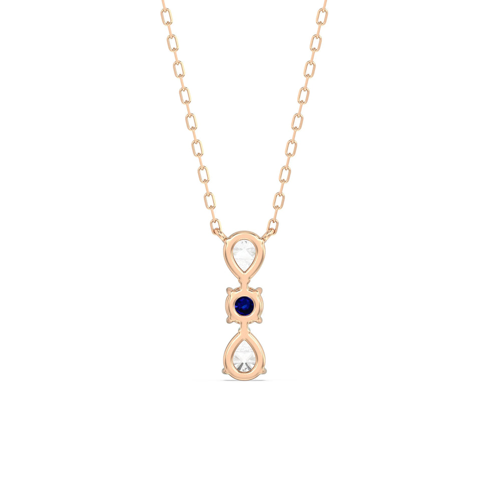 Sapphire And Diamond Shimmering Cascade NecklaceTest Drashya with 14KT Rose Gold Cut Diamond in 14KT Rose Gold view 4
