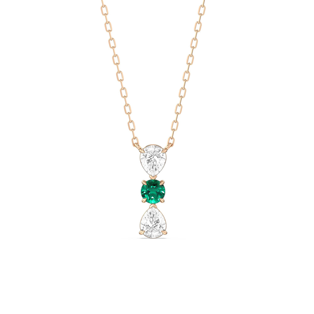 Emerald And Diamond Shimmering Cascade NecklaceTest Drashya with 14KT Rose Gold Cut Diamond in 14KT Rose Gold view 1
