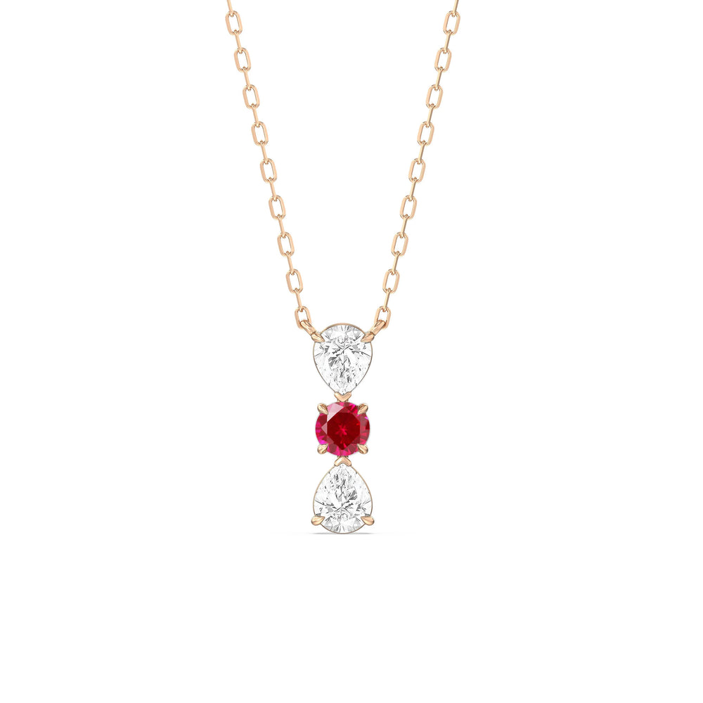 Ruby And Diamond Shimmering Cascade NecklaceTest Drashya with 14KT Rose Gold Cut Diamond in 14KT Rose Gold view 1
