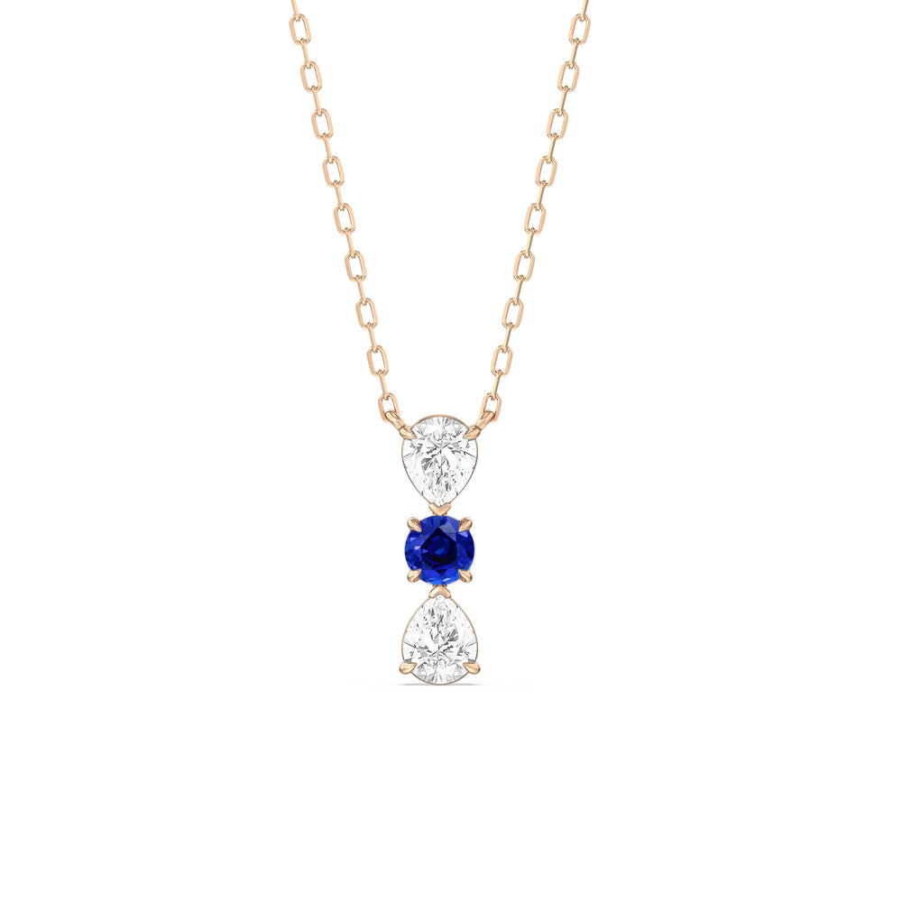 Sapphire And Diamond Shimmering Cascade NecklaceTest Drashya with 14KT Rose Gold Cut Diamond in 14KT Rose Gold view 1
