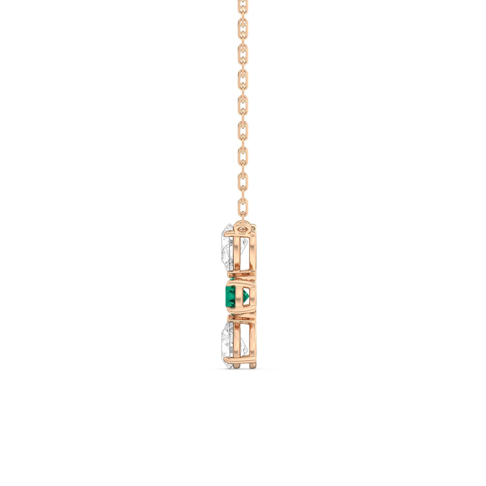 Emerald And Diamond Shimmering Cascade NecklaceTest Drashya with 14KT Rose Gold Cut Diamond in 14KT Rose Gold view 2
