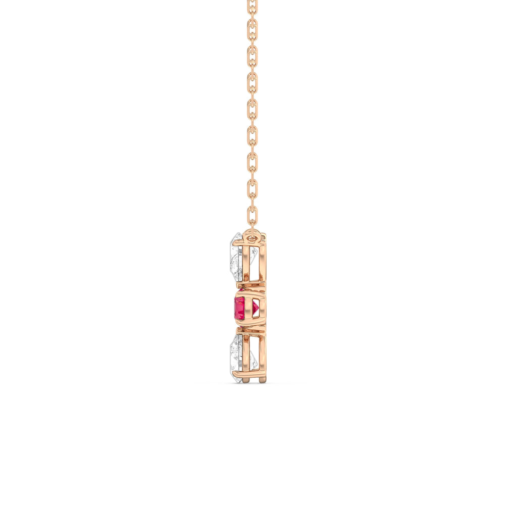 Ruby And Diamond Shimmering Cascade NecklaceTest Drashya with 14KT Rose Gold Cut Diamond in 14KT Rose Gold view 2
