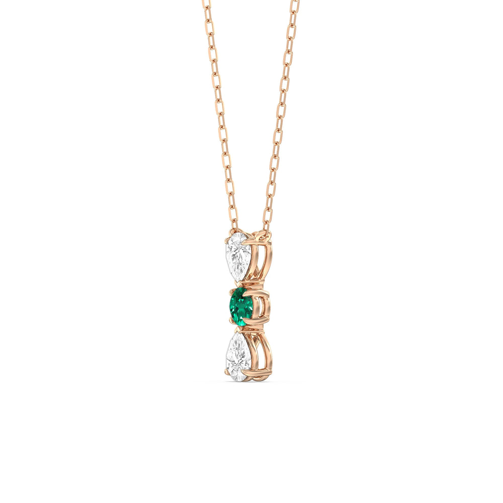 Emerald And Diamond Shimmering Cascade NecklaceTest Drashya with 14KT Rose Gold Cut Diamond in 14KT Rose Gold view 3

