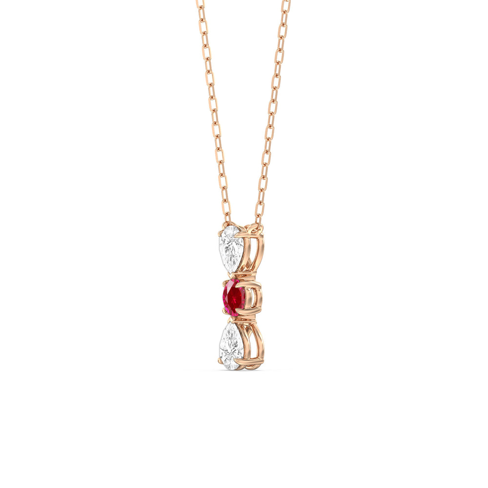 Ruby and Diamond Shimmering Cascade Necklace with 14KT Rose Gold Cut Diamond in 14KT Rose Gold view 2
