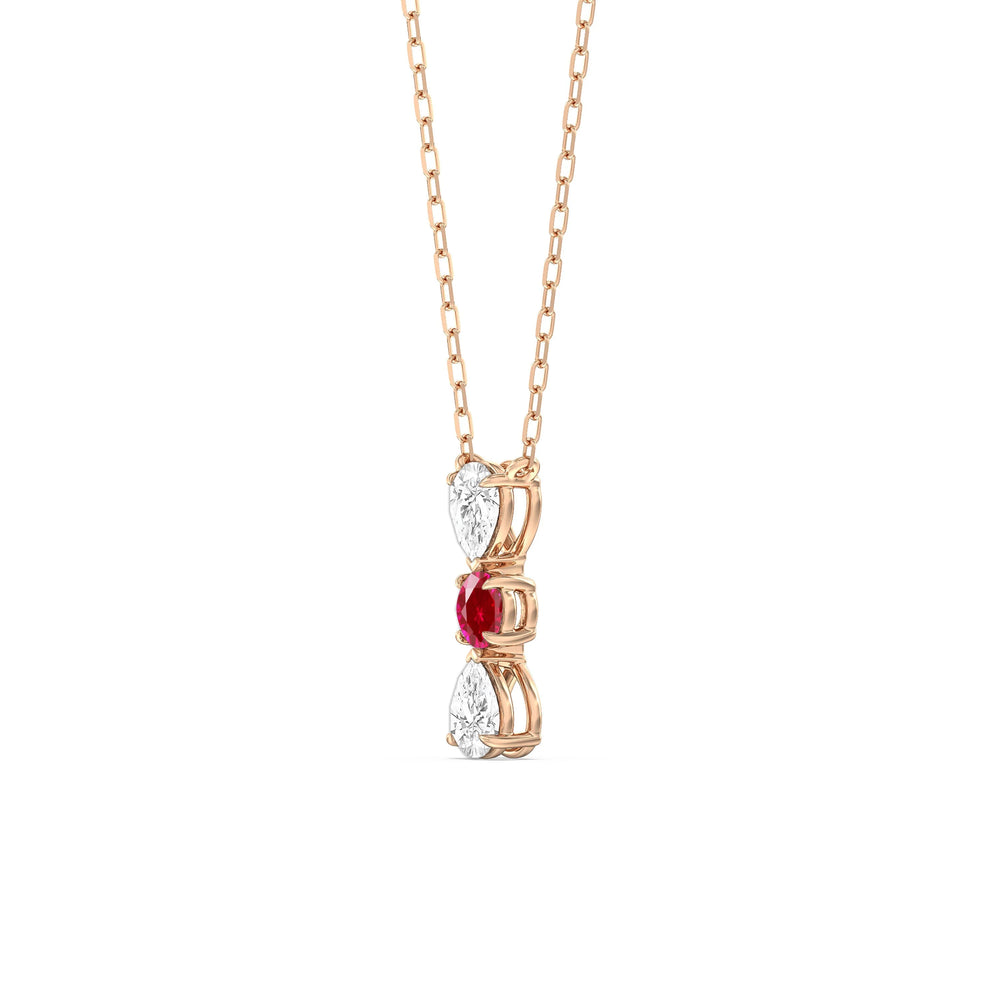 Ruby And Diamond Shimmering Cascade NecklaceTest Drashya with 14KT Rose Gold Cut Diamond in 14KT Rose Gold view 3
