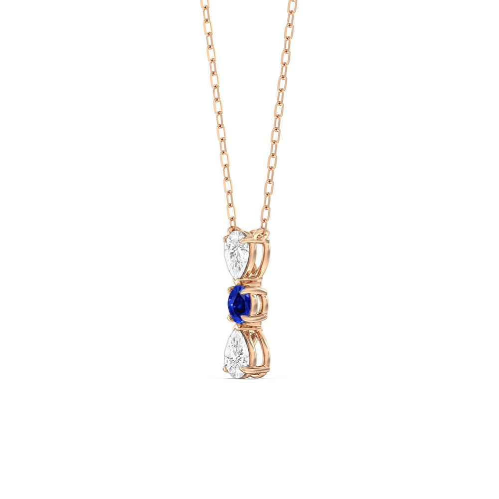 Sapphire And Diamond Shimmering Cascade NecklaceTest Drashya with 14KT Rose Gold Cut Diamond in 14KT Rose Gold view 3
