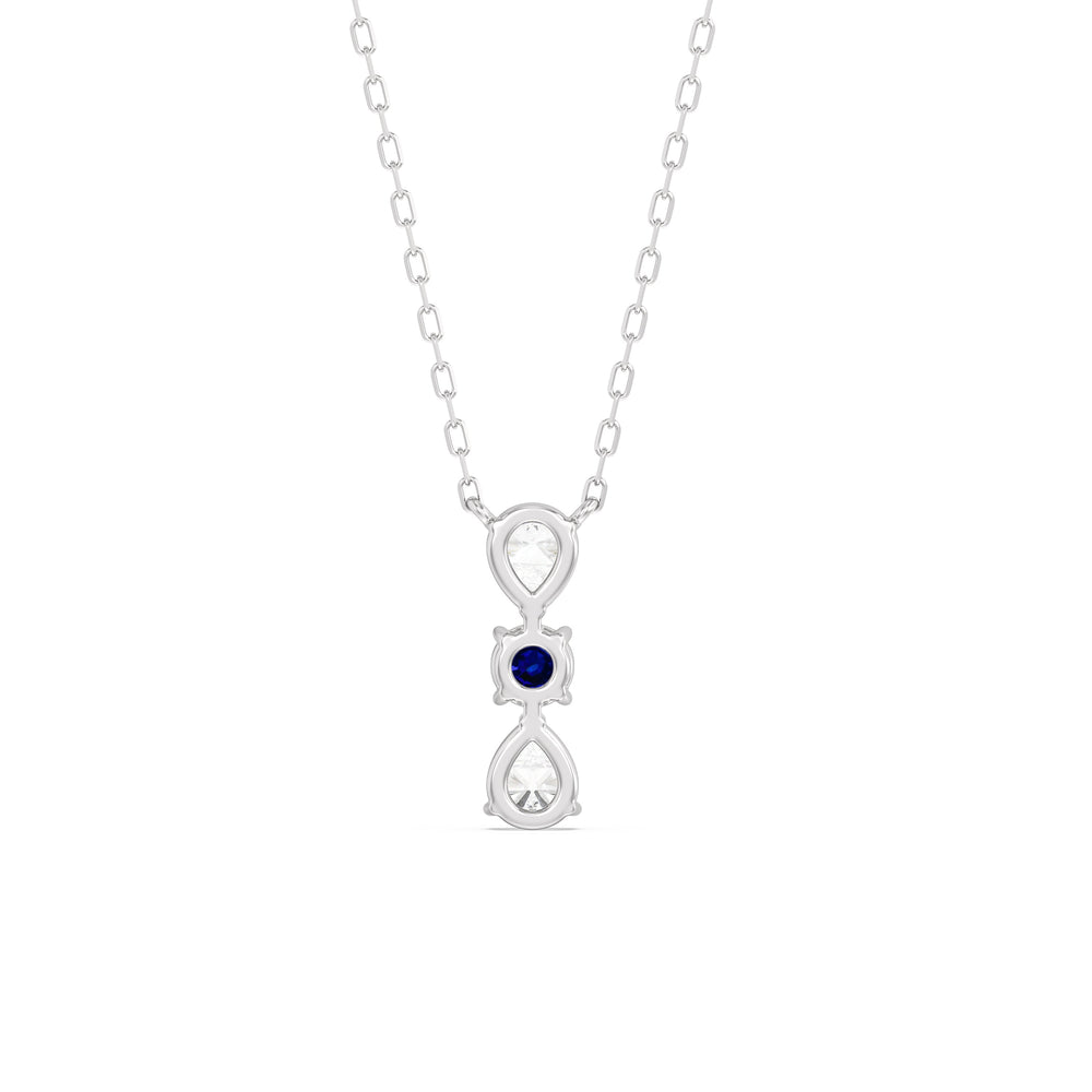 Sapphire and Diamond Shimmering Cascade Necklace with Sterling Silver Cut Diamond in 14KT Sterling Silver view 4

