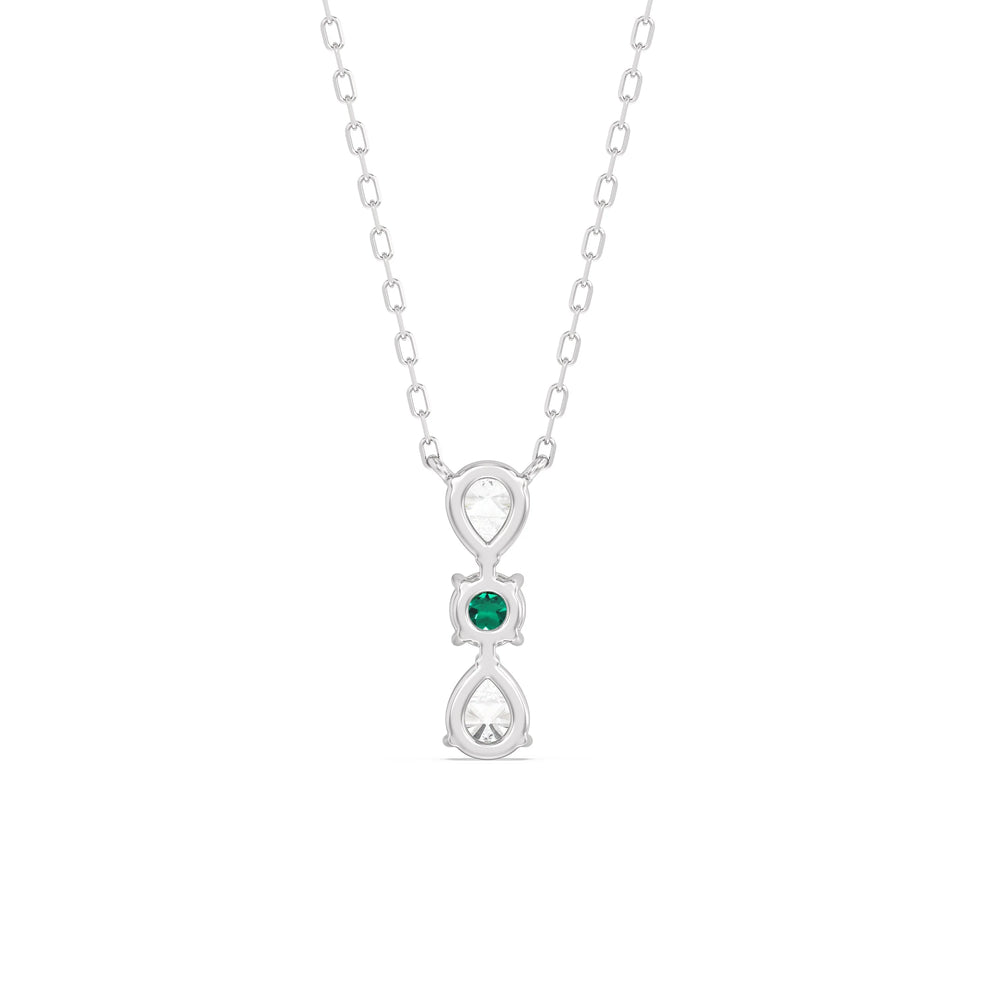Emerald And Diamond Shimmering Cascade NecklaceTest Drashya with 14KT White Gold Cut Diamond in 14KT White Gold view 4
