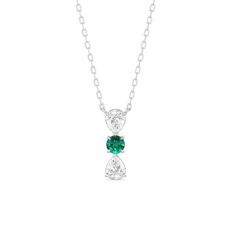 Emerald And Diamond Shimmering Cascade NecklaceTest Drashya with 14KT White Gold Cut Diamond in 14KT White Gold view 1
