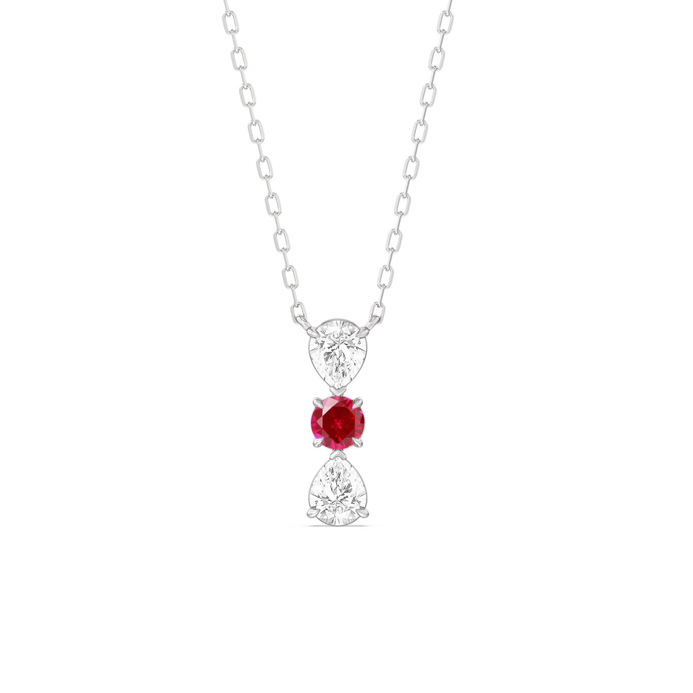 Ruby And Diamond Shimmering Cascade NecklaceTest Drashya with 14KT White Gold Cut Diamond in 14KT White Gold view 1
