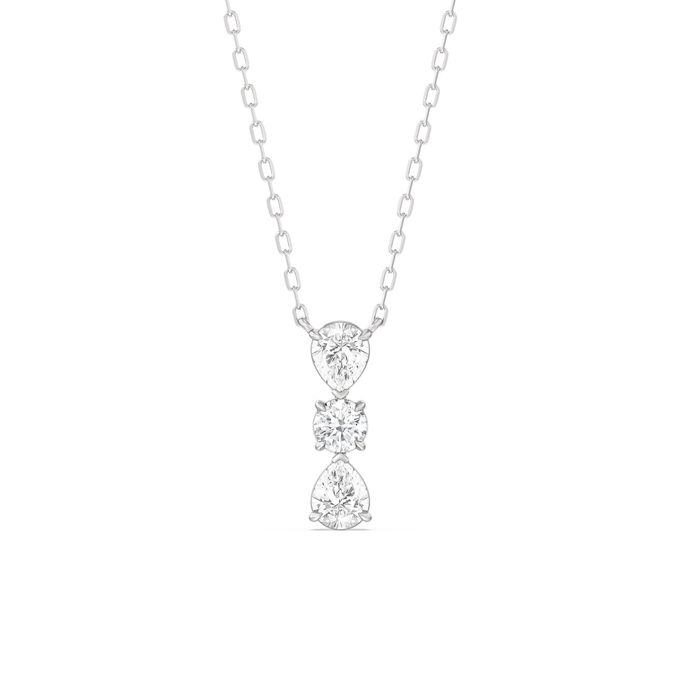 Shimmering Cascade Diamond Necklace with Sterling Silver / Lab / 3/4 Cut Diamond in 14KT Sterling Silver / Lab / 3/4 view 1

