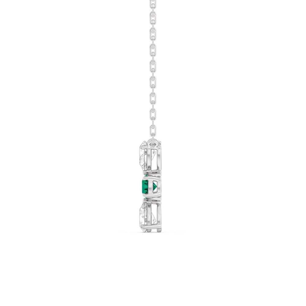 Emerald And Diamond Shimmering Cascade NecklaceTest Drashya with 14KT White Gold Cut Diamond in 14KT White Gold view 2
