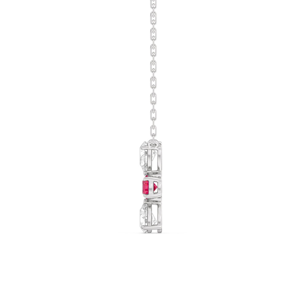 Ruby And Diamond Shimmering Cascade NecklaceTest Drashya with 14KT White Gold Cut Diamond in 14KT White Gold view 2
