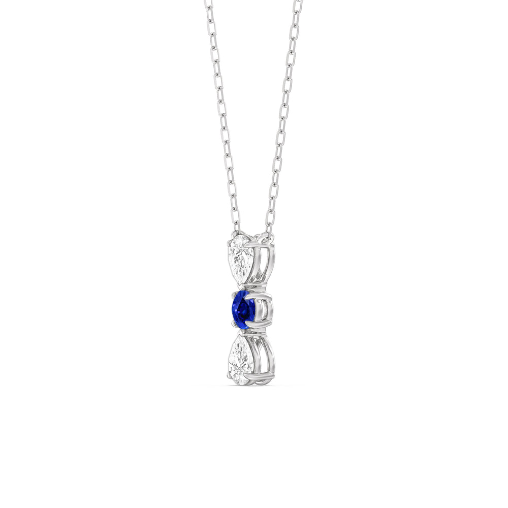 Sapphire and Diamond Shimmering Cascade Necklace with Sterling Silver Cut Diamond in 14KT Sterling Silver view 2
