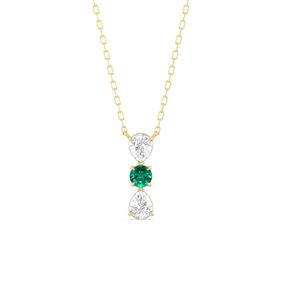 Emerald And Diamond Shimmering Cascade NecklaceTest Drashya with 14KT Yellow Gold Cut Diamond in 14KT Yellow Gold view 1
