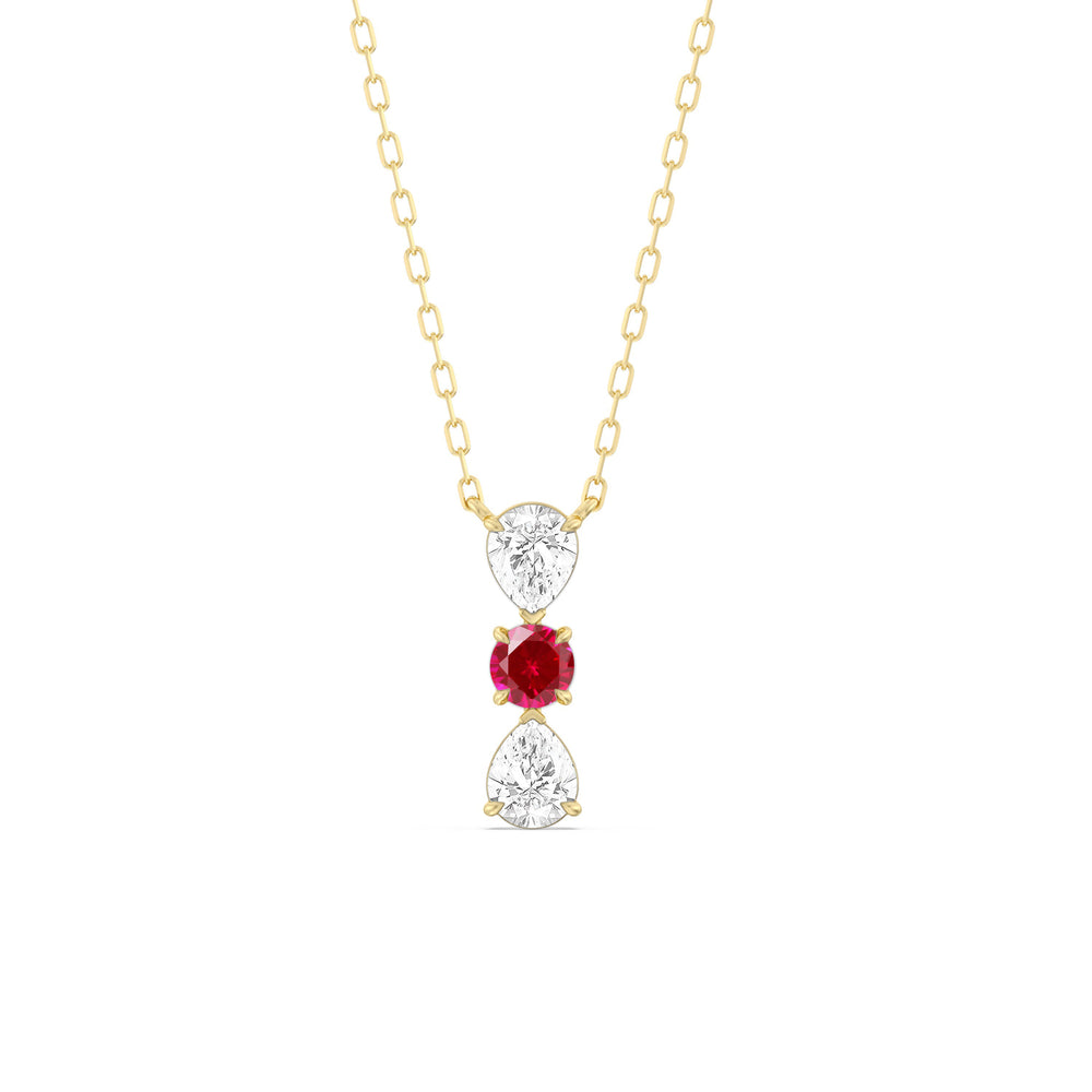 Ruby and Diamond Shimmering Cascade Necklace with 14KT Yellow Gold Cut Diamond in 14KT Yellow Gold view 1
