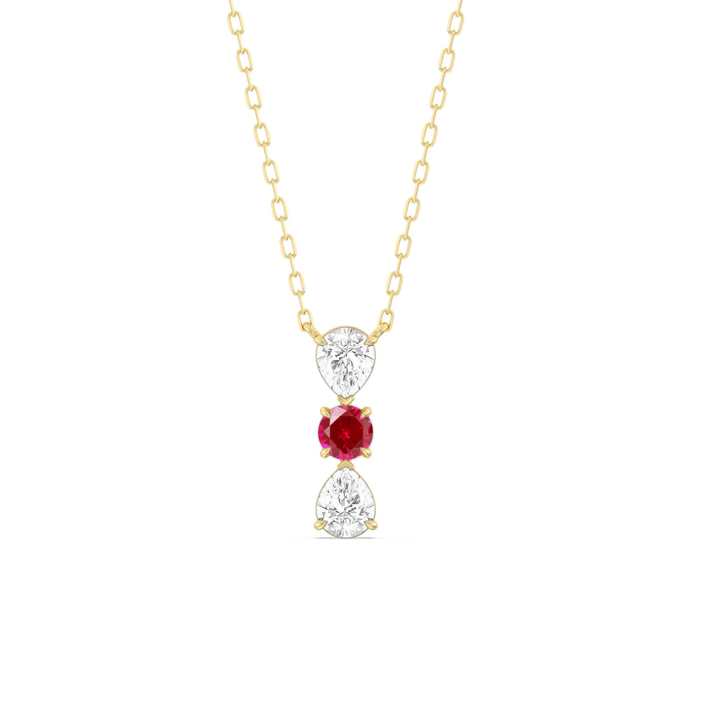 Ruby And Diamond Shimmering Cascade NecklaceTest Drashya with 14KT Yellow Gold Cut Diamond in 14KT Yellow Gold view 1
