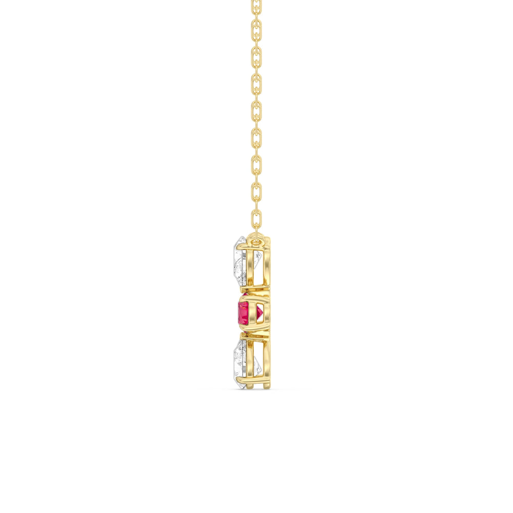 Ruby And Diamond Shimmering Cascade NecklaceTest Drashya with 14KT Yellow Gold Cut Diamond in 14KT Yellow Gold view 2
