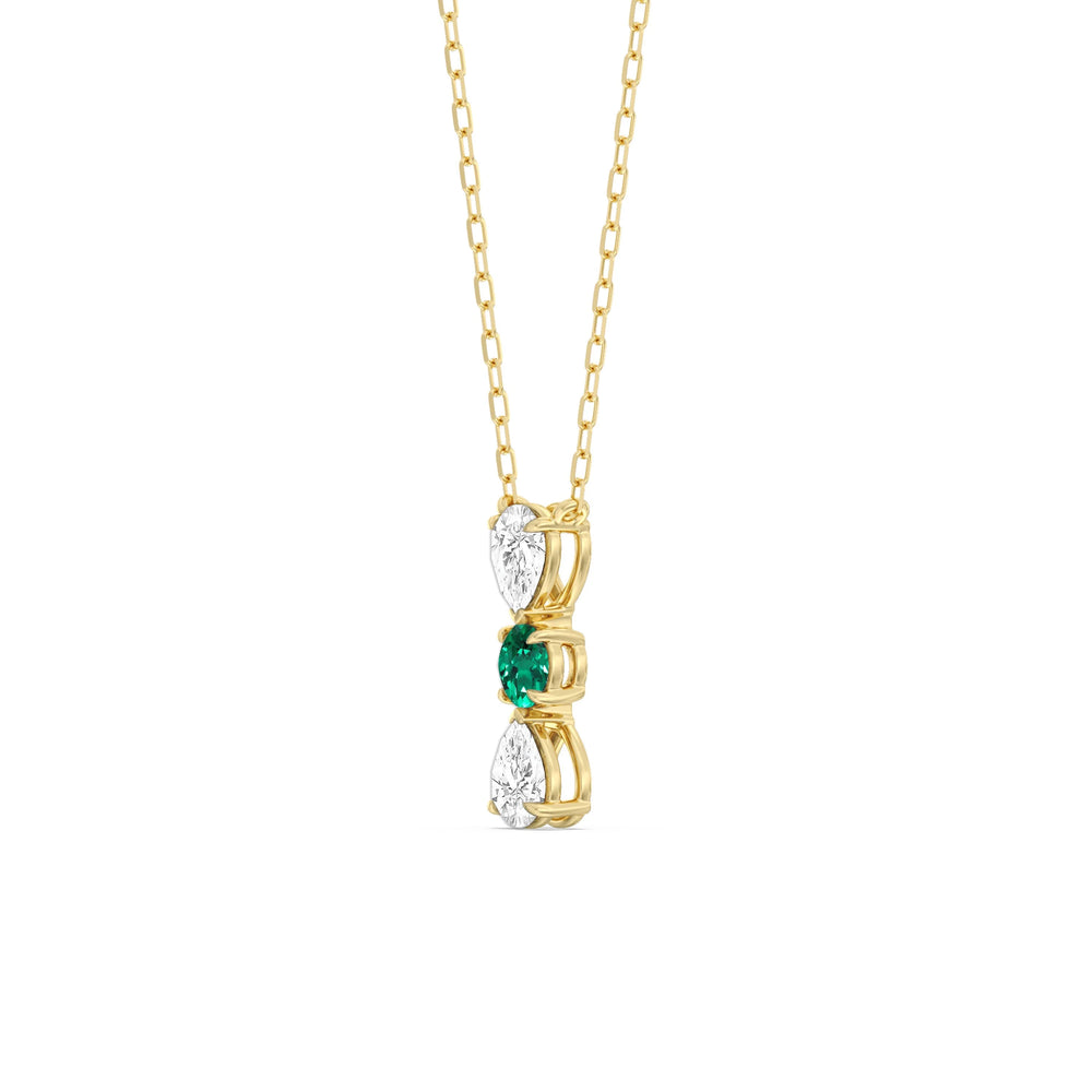 Emerald And Diamond Shimmering Cascade NecklaceTest Drashya with 14KT Yellow Gold Cut Diamond in 14KT Yellow Gold view 3

