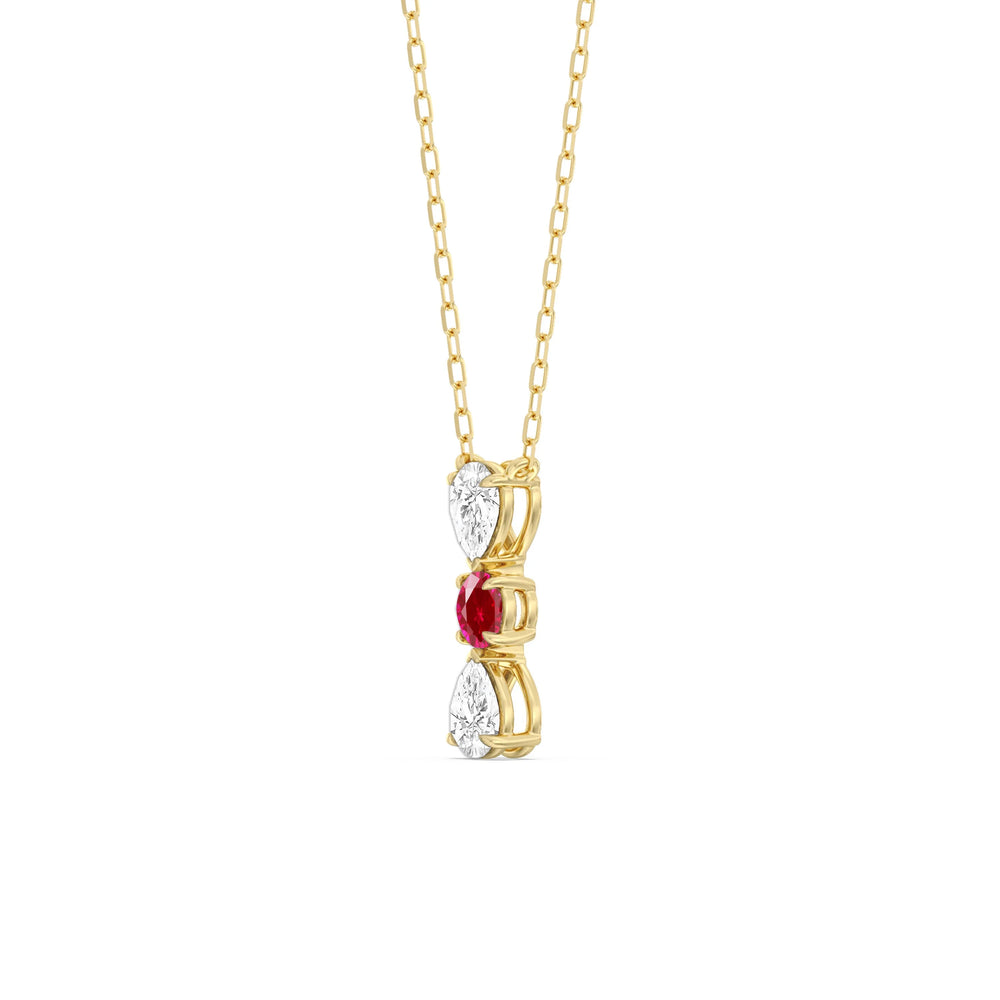 Ruby And Diamond Shimmering Cascade NecklaceTest Drashya with 14KT Yellow Gold Cut Diamond in 14KT Yellow Gold view 3
