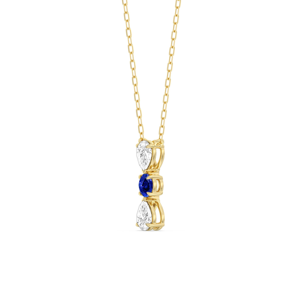 Sapphire And Diamond Shimmering Cascade NecklaceTest Drashya with 14KT Yellow Gold Cut Diamond in 14KT Yellow Gold view 3
