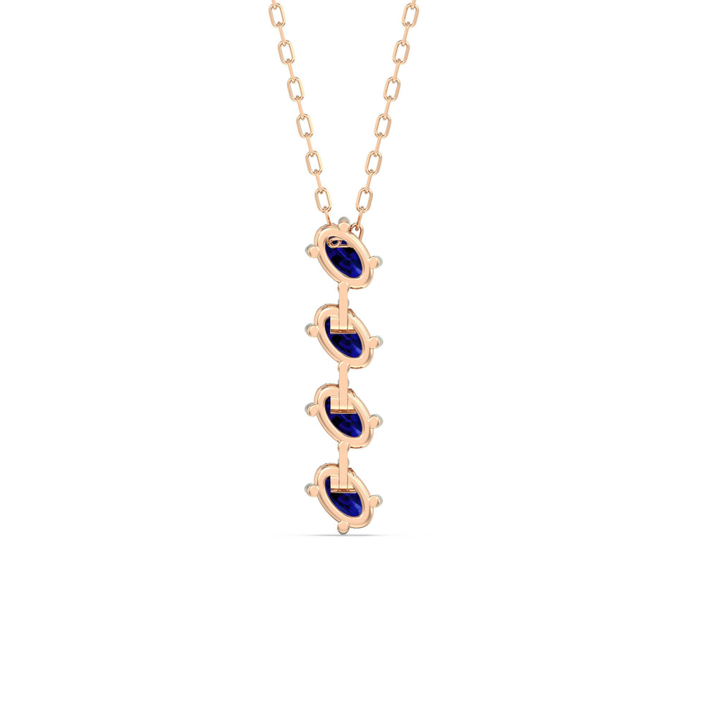 Sapphire Cascade NecklaceTest Drashya with 14KT Rose Gold Cut Diamond in 14KT Rose Gold view 4
