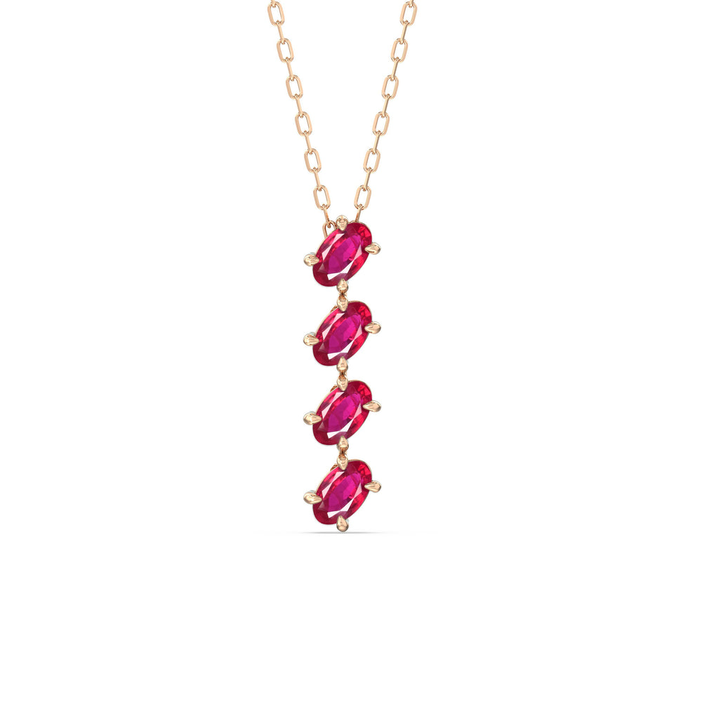 Ruby Cascade NecklaceTest Drashya with 14KT Rose Gold Cut Diamond in 14KT Rose Gold view 1
