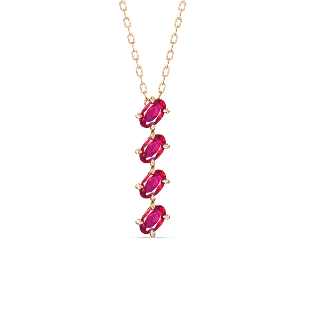 Ruby Cascade Necklace with 14KT Rose Gold Cut Diamond in 14KT Rose Gold view 1
