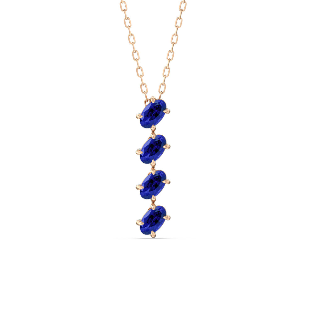 Sapphire Cascade Necklace with 14KT Rose Gold Cut Diamond in 14KT Rose Gold view 1
