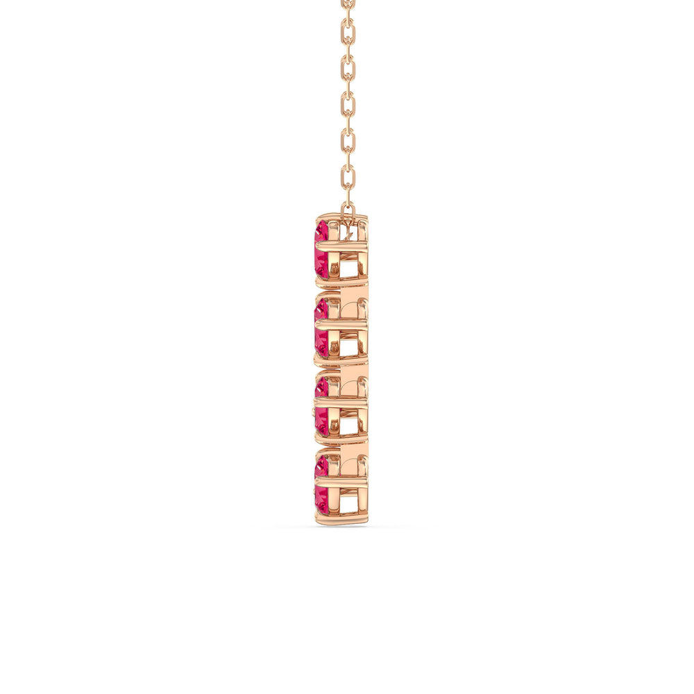Ruby Cascade Necklace with 14KT Rose Gold Cut Diamond in 14KT Rose Gold view 3

