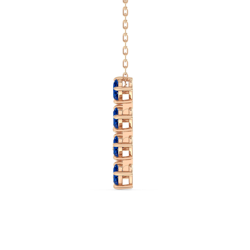 Sapphire Cascade Necklace with 14KT Rose Gold Cut Diamond in 14KT Rose Gold view 3
