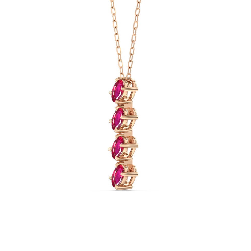 Ruby Cascade Necklace with 14KT Rose Gold Cut Diamond in 14KT Rose Gold view 2
