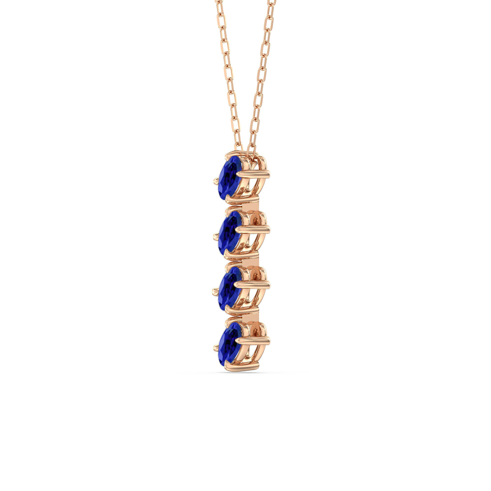 Sapphire Cascade Necklace with 14KT Rose Gold Cut Diamond in 14KT Rose Gold view 2
