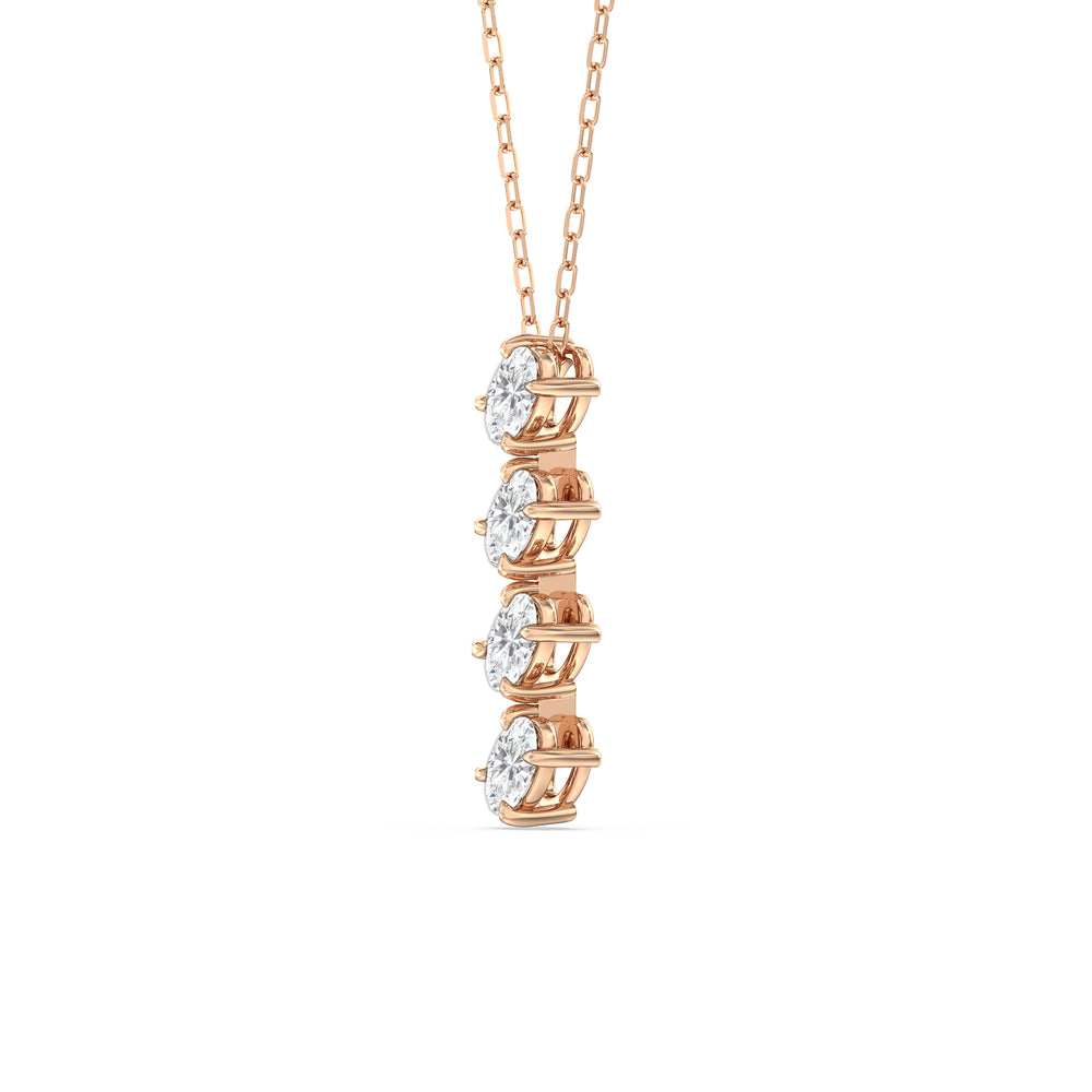 Cascade Diamond Necklace with 14KT Rose Gold / Lab / 1 Cut Diamond in 14KT Rose Gold / Lab / 1 view 2

