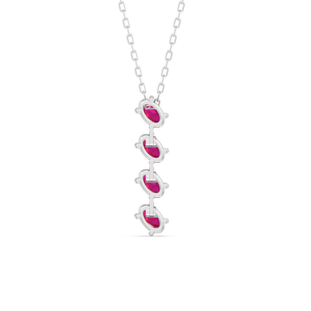 Ruby Cascade NecklaceTest Drashya with 14KT White Gold Cut Diamond in 14KT White Gold view 4
