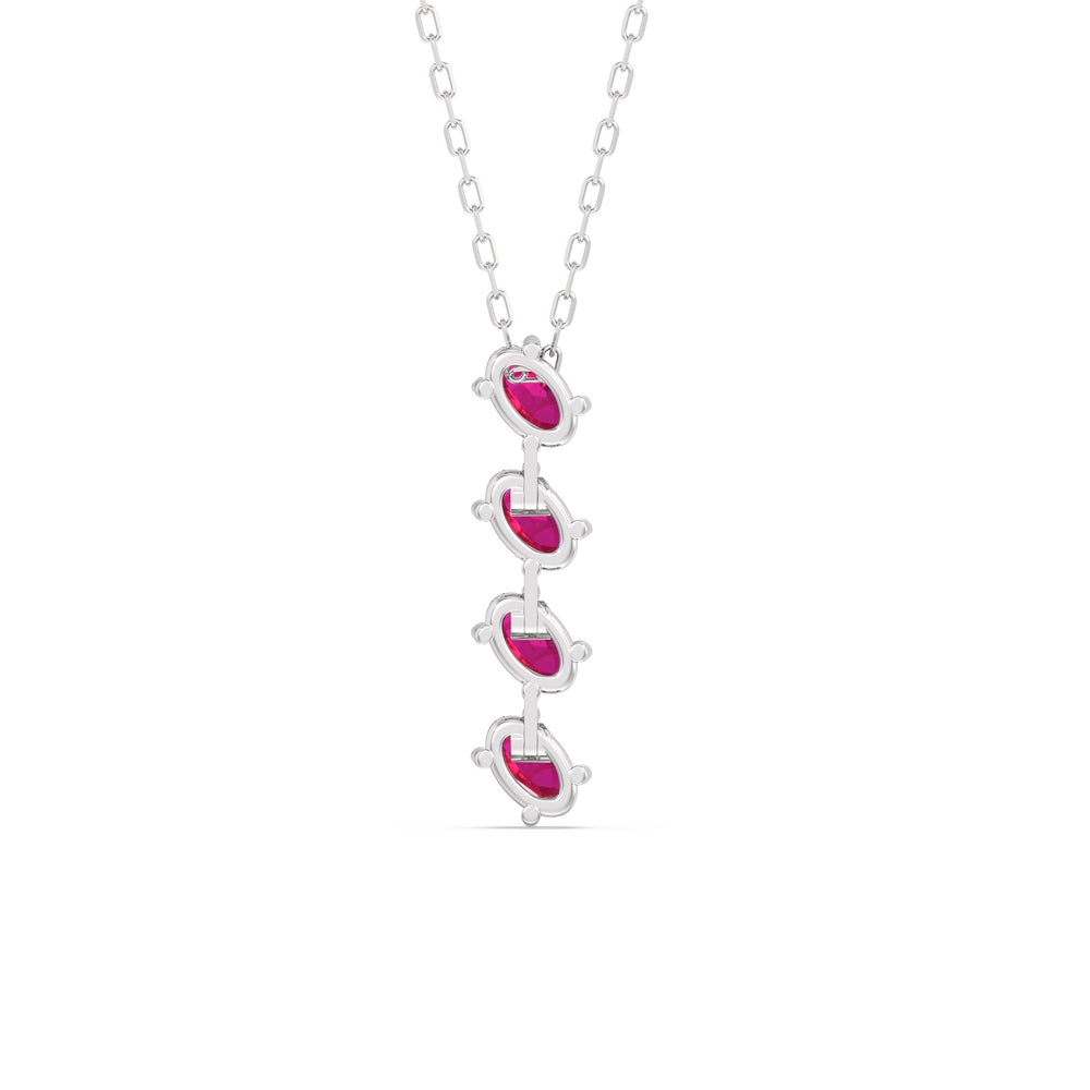 Ruby Cascade Necklace with 14KT White Gold Cut Diamond in 14KT White Gold view 4
