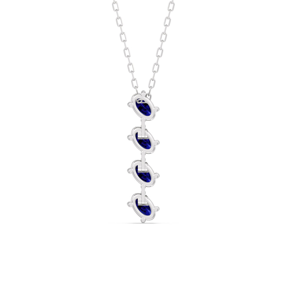 Sapphire Cascade Necklace with 14KT White Gold Cut Diamond in 14KT White Gold view 4
