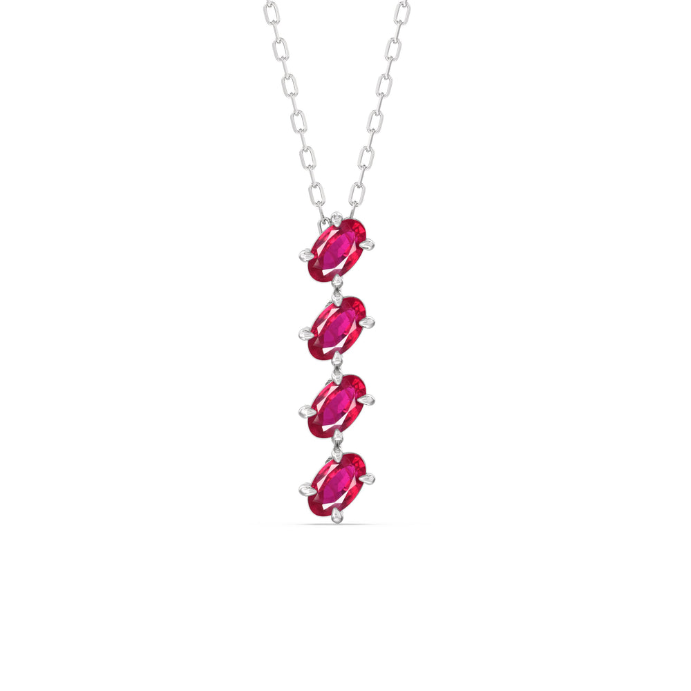 Ruby Cascade NecklaceTest Drashya with 14KT White Gold Cut Diamond in 14KT White Gold view 1
