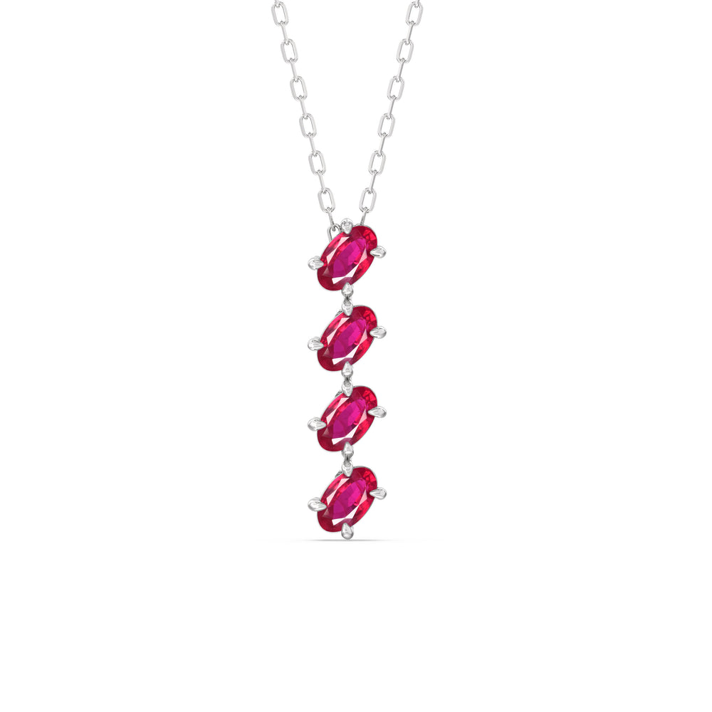 Ruby Cascade Necklace with 14KT White Gold Cut Diamond in 14KT White Gold view 1
