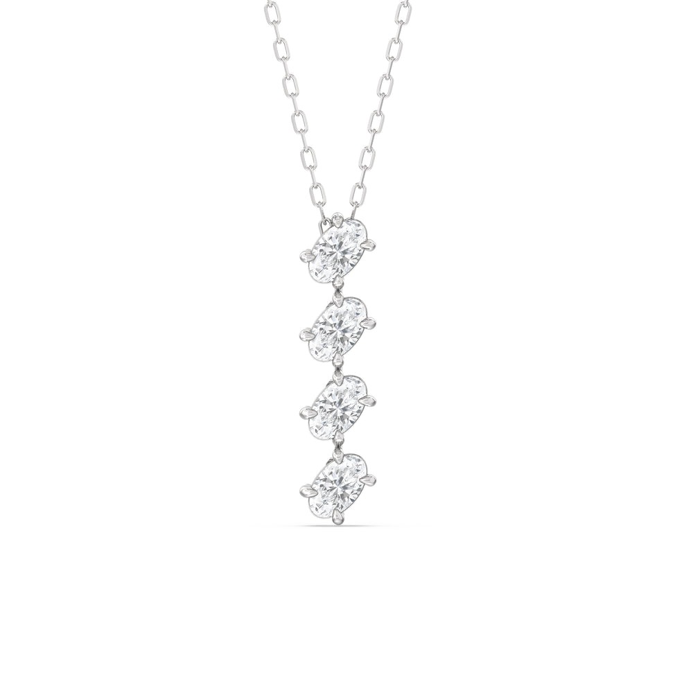 Cascade Diamond Necklace with 14KT White Gold / Lab / 1 Cut Diamond in 14KT White Gold / Lab / 1 view 1
