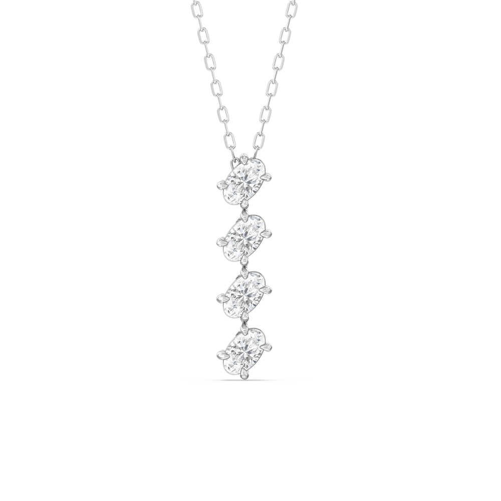 Cascade Diamond Necklace with Sterling Silver / Lab / 1 Cut Diamond in 14KT Sterling Silver / Lab / 1 view 1
