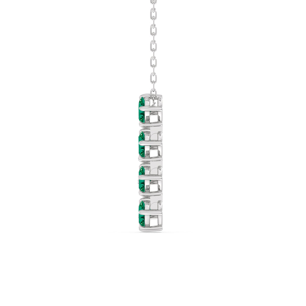 Emerald Cascade Necklace with Sterling Silver Cut Diamond in 14KT Sterling Silver view 3

