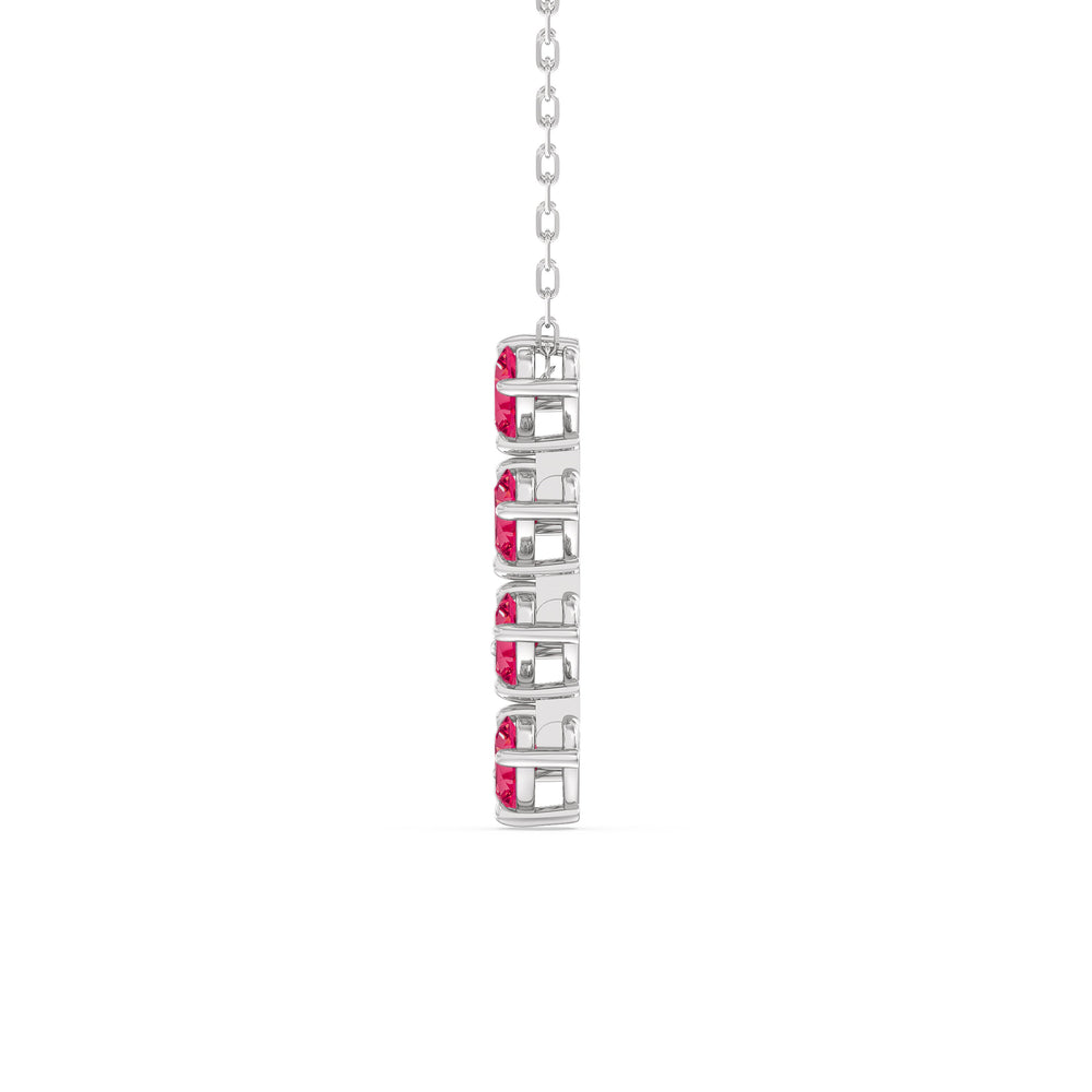 Ruby Cascade Necklace with Sterling Silver Cut Diamond in 14KT Sterling Silver view 3
