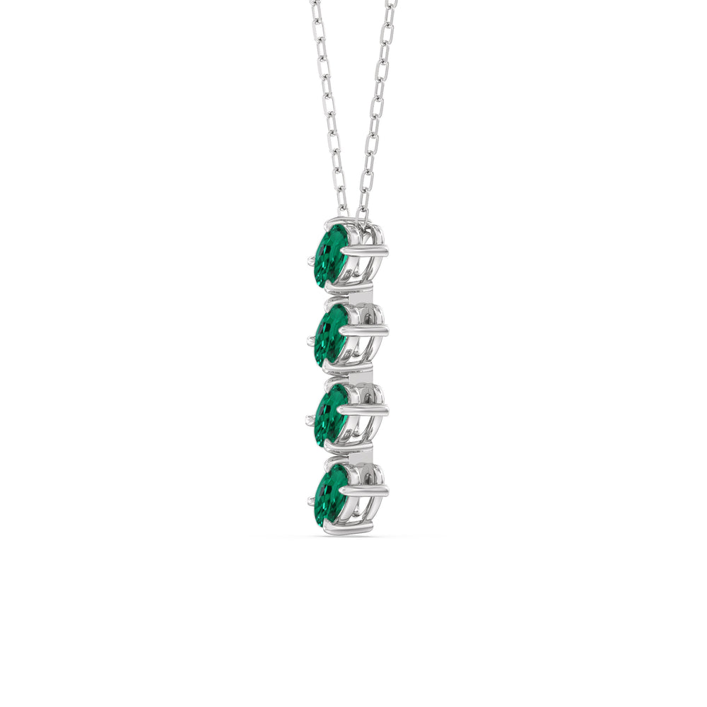 Emerald Cascade Necklace with Sterling Silver Cut Diamond in 14KT Sterling Silver view 2
